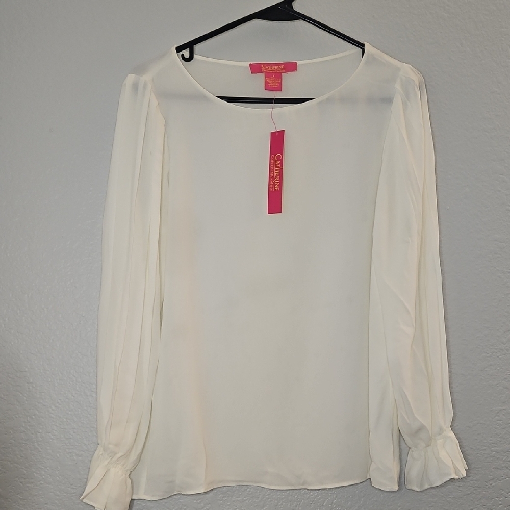 Catherine Malandrino Ivory Long Sleeve Blouse - Picture 2 of 8
